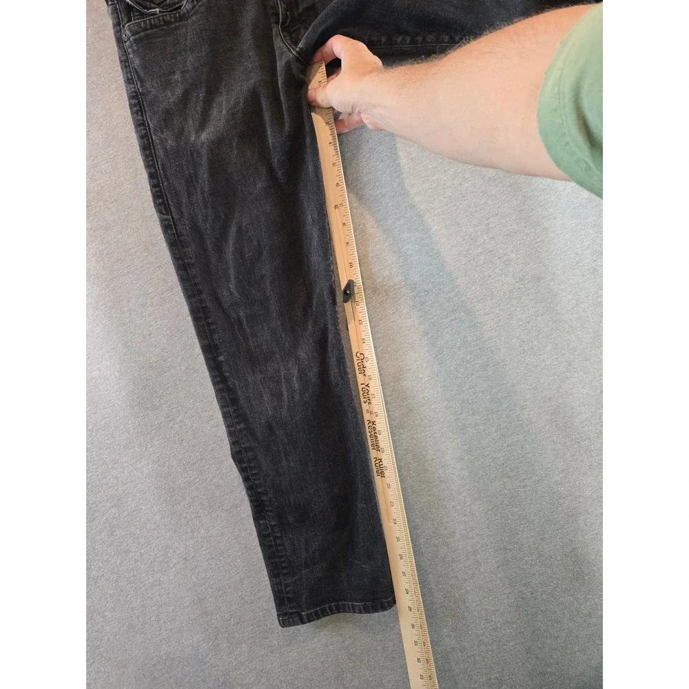 True Religion Jeans Mens 33 Black Ricky Relaxed Straight  Flap Pocket Streetwear